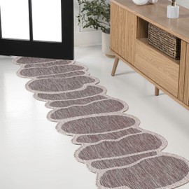 JONATHAN Y SHP101D-28 Jasper Modern Rustic Abstract Light Brown/Beige 2 ft. x 8 ft. Indoor/Outdoor Shaped Runner Rug, Pet Friendly, Non-Shedding, Stain Resistant, Easy-Cleaning for Backyard, Patio