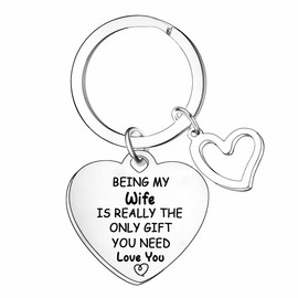 Nfyxcaz Wife Gifts from Husband Wife Keychain Valentine's Day Gift Anniversary Keyring Gift for Her Wife Christmas Birthday Gifts for Wife