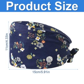 Surgical Cap Adjustable with Button Work Cap Cotton Print Sick Nurses Cap Unisex