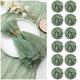 12 Pack Cheesecloth Napkins 20×20 Inches Sage Green Cheese Cloth Napkins Gauze Table Napkins with Wrinkle Multipurpose Bulk for Dinner Wedding Party St. Patrick's Day Home Decor