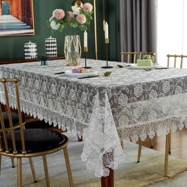 SUTAVIA Lace Tablecloth Embroidered Cover,Classic Rectangular Oblong 60" x 120" Inch Dustproof Tablec Cover,for Kitchen Dining Picnic Table and Wedding Banquet Home Decoration (Offwhite, 59"×104")