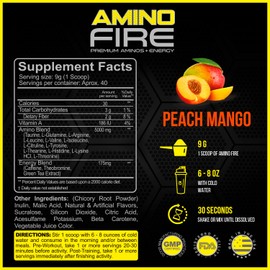 Forzagen Amino Fire 40 Servings, Energy Blend with BCAAS (Peach Mango)