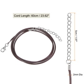 HARFINGTON 10pcs Waxed Cotton Necklace Cord, 23 Inches, 2mm Dia, Dark Brown