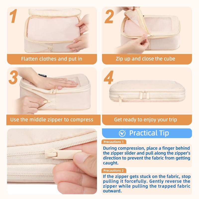 BAGAIL 4 Set/6 Set/8 Set Compression Packing Cubes Travel Accessories