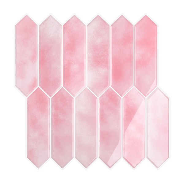 VEELIKE Pink Peel and Stick Backsplash Long Hexagon Self Adhesive