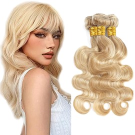 P27613 Bundles Highlight Body Wave Human Hair Bundles 8A Grade Two Tone Honey Blonde Mixed With 613 Blonde Bundles 3 Bundles 12 14 16 Inch Ombre Bundles