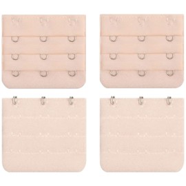 BEADNOVA Bra Strap Extender 3 Hook Bra Hooks Replacement (4pcs, Nude)