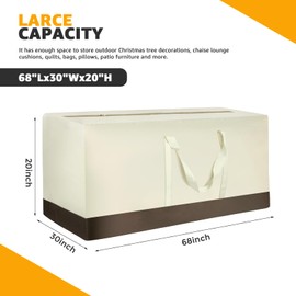 AIGOTSUKI 2 Pack Cushion Storage Bag Waterproof Outdoor Cushion Storage Bag 68" L x 30" W x 20" H Large Patio Furniture Cushion Storage Bag with Handle and Zipper (Beige, 2 Pack)