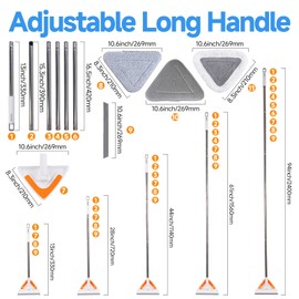 Wall Cleaner Mop with 94”Long Handle,Multipurpose Wall Duster,Ceiling Fan Mop,Mesh Screen Cleaner with Squeegee,Wall Mops with 6 Replacement Pads for Painted Walls,Window,Floor,Baseboard,Glasses