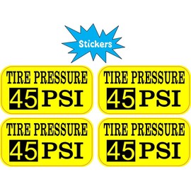 StickerTalk Yellow Tire Pressure 45 PSI Vinyl Stickers, 1 Sheet of 4 Stickers, 2 inches by 1 inch Each