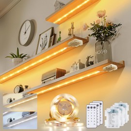 3 Pack 6.6FT Strip Lights Battery Powered with Remote, 12 Modes, Self-Adhesive, Flexible, Dimmable, Timer, 2700K-6000K Tunable White Cuttable LED Strip Lights for Cupboard Bedroom Closet TV Kitchen