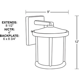 Solus SPC52VC-BK Round Decorative Outdoor Wall Mount Light Fixture, Durable Clear Acrylic Lens, Polymer Composite, UL Listed for Wet Locations, Extends 10.5" Outwards, 12.2" H x 9" W, Black
