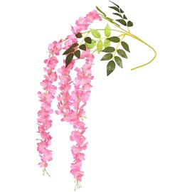 SZJH 12pcs 3.6 Feet/Piece Artificial Fake Wisteria Vine Ratta Hanging Garland Silk Flowers String Home Party Wedding Decor (Pink)