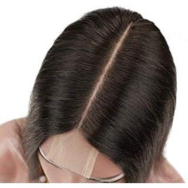 Brazilian 2x6 Straight Lace Closure with Baby Hair100% Remy Human Hair Middle Part Bleached Knots Lace Closure Natural Color (20inch)