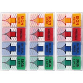 Message Flags Assorted Color,"Sign Here"/"Notarize"/"Initial Here"/"Sign and Date", 600 Pages Total, 0.98 x 1.77 Inch Wide, Easy to Post, 3 On-The-Go Dispensers/Pack