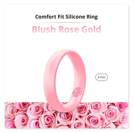 Knot Theory Blush Rose Gold Silicone Ring for Women - Breathable Comfort Fit 4mm Wedding Band Size 9 October Birthstone
