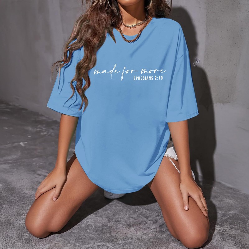 Kelxjia Oversized Christian Shirts Women Faith Religious Tshirt Bible Verse