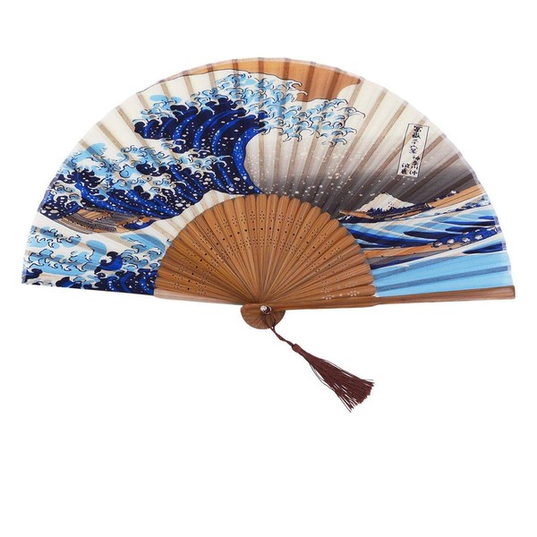 1SourceTek Kanagawa Sea Waves Landscape Folding Hand Held Fan 8.27"(21cm)