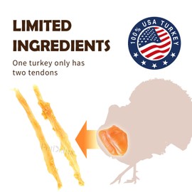 iPaw Turkey Tendon for Dogs, Ingredient Sourced from USA, Hypoallergenic, All Natural Human Grade Puppy Chew, Dog Treats for Signature Series, Rawhide Alternative, 4 Units/Pack Ring (Small)