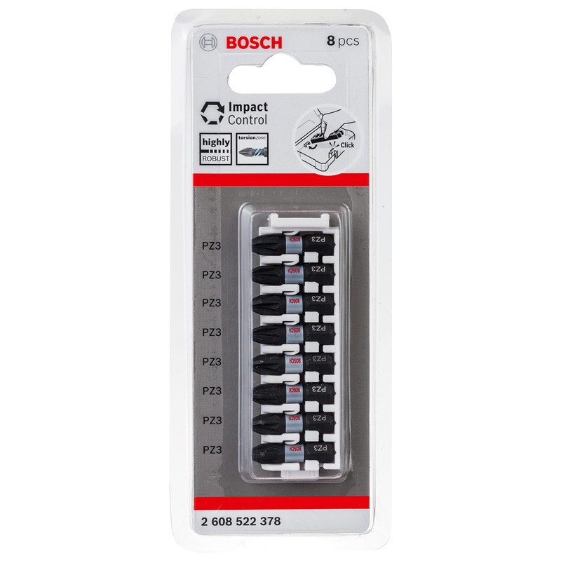 Bosch Professional 8-Piece Screwdriver Bit Set Phillips (Impact Control, PZ3