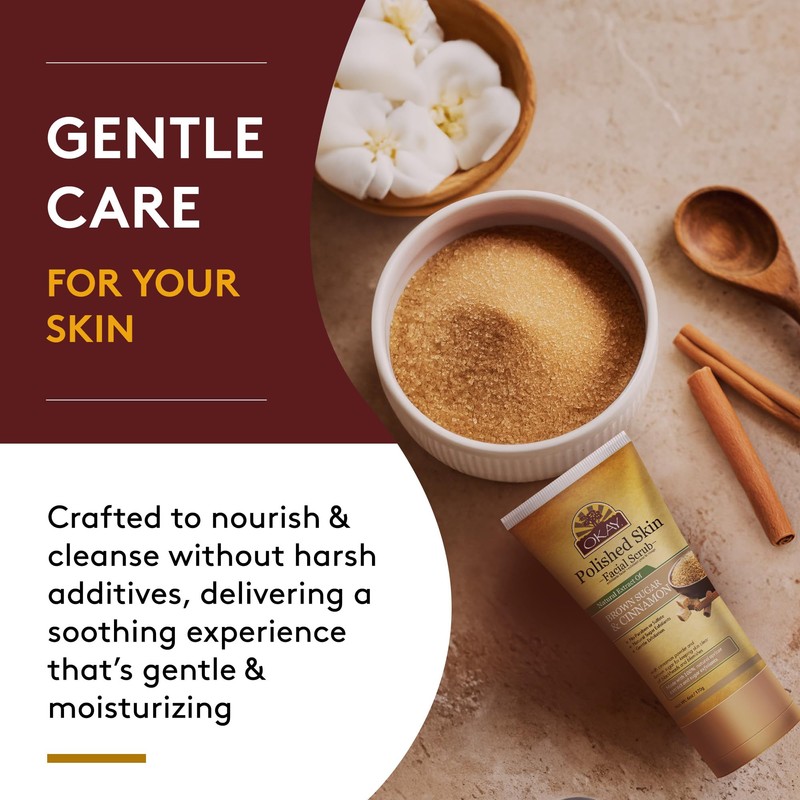 OKAY POLISHED SKIN BROWN SUGAR&CINNAMON FACIAL SCRUB Helps Clear Blemishes,Clear