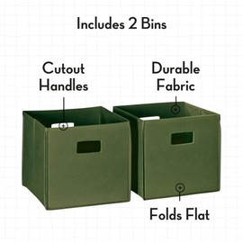 RiverRidge Kids Catch-All Multi-Cubby 35in Toy Organizer with Bookrack and 2pc Olive Bins