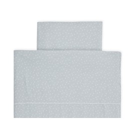 KraftKids Muslin Grey Dandelions Bedding Set with Pillow 40 x 60 cm and Duvet Cover 135 x 100 cm, Cotton Duvet Cover, Handmade Bed Linen, Made in the EU