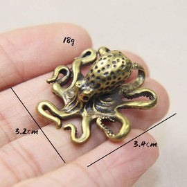 UCCKEYI 2PCS Brass Octopus Figurine Small Statue House Office Home Decoration Ocean Animal Figurines