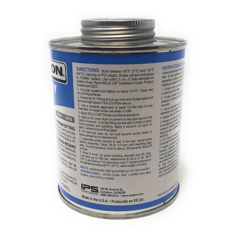 Weld-On Pool Heavy 746 Gray - Pool PVC Gray Glue