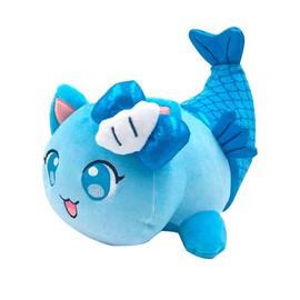 Womise Mermaid Cat Stuffed Animal Plush,Cat Food Plushies Cat Mee Meow, Cute Anime Cartoon Cat Stuffed Animal Figure Toy Plush Pillow Gift for Kids and Festival Gift