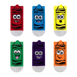 Robeez Baby Boys & Girls Unisex Slip-Resistant Crew Socks for Infant and Toddler, 6 Pairs, Silly Crayons, 0-6 Months