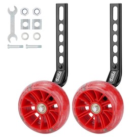 Bike Training Wheels, Pair of Heavy Duty Rear with Stabilizers Mounted Kit for Single Speed Bicycle with 12 14 16 18 20 Inch (Heavy Duty Red, 12inch-20inch)
