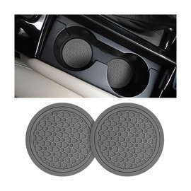 Mandark 2PCS Car Cup Holder Coasters, 2.75 Inch Non-Slip Insert Water Bottle Holder Pads, Dustproof Automotive Interior Accessories Mat, Universal for Vehicles, Trucks, RVs and More(Gray)