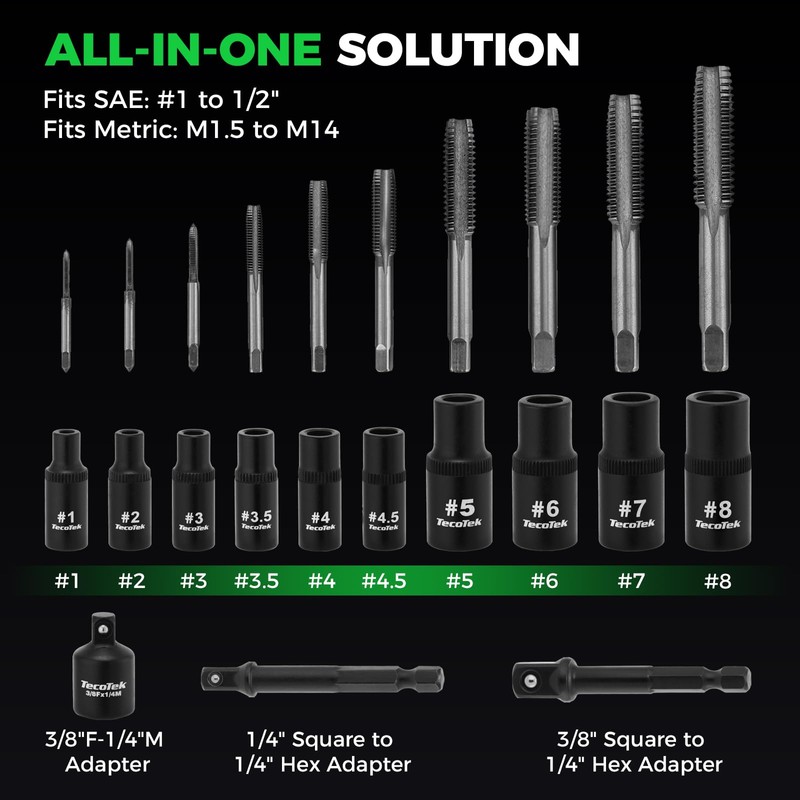 TecoTek 13PCS Magnetic Tap Socket Set, 1/4" & 3/8" Drive