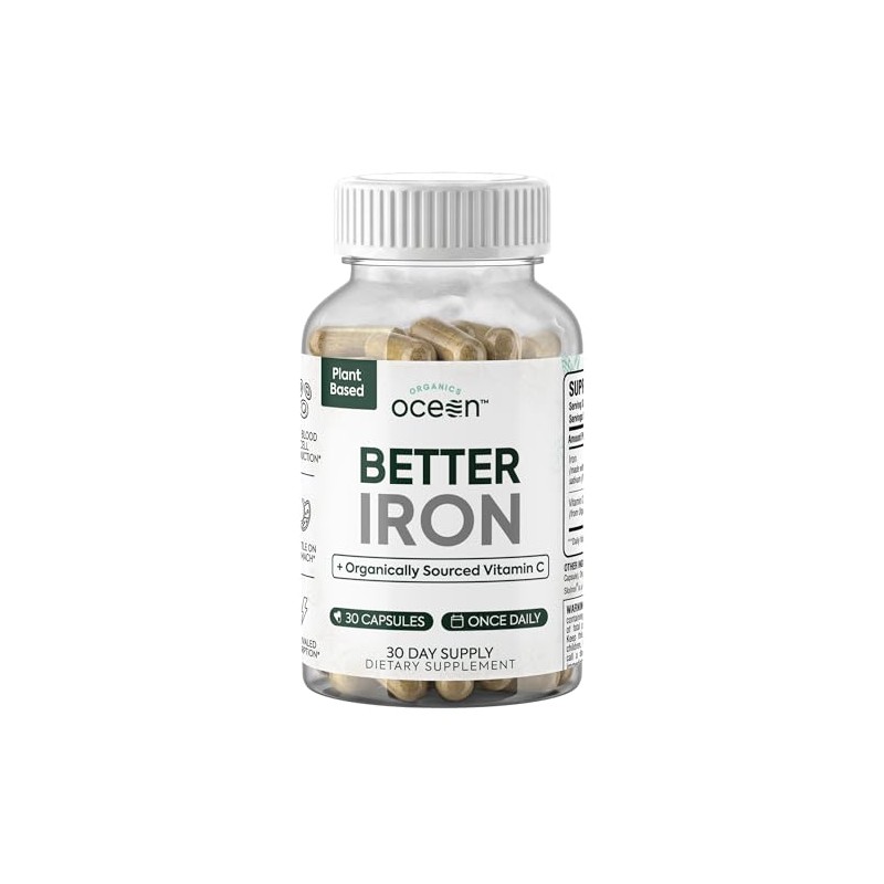 Organics Ocean Better Iron Supplement with Vitamin C - Plant-Based