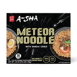 A-Sha Meteor Noodle with Danzai Sauce, 12 Packs, Gourmet Asian Taiwanese Healthy Instant Ramen Noodles