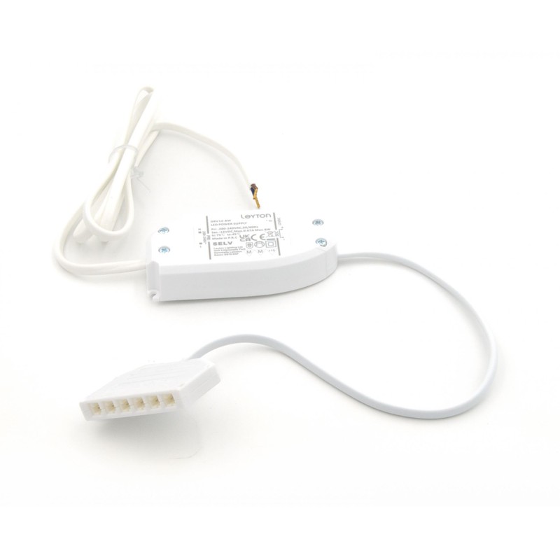 Leyton Lighting DRV12-8W-TOP6-1M 12v, 8w LED Driver, TOP Output Socket