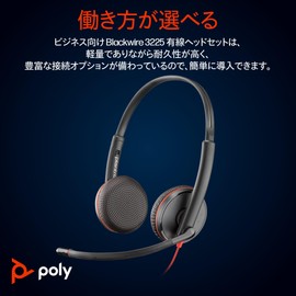 Poly Blackwire 8G0Z0AA 3325 USB-C / 3.5mm Wired Binaural Headset, Noise Cancellation Microphone, Genuine Japanese Product, 2 Years Manufacturer's Warranty