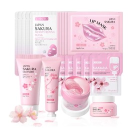 Soleneva Kirschblüten-Schnecken-Geschenkset, Rituelles Hautpflege-Geschenkset, mit Kirschblüten-, Schnecken- und Milch-Gesichtspflegeprodukten, reichhaltig und nährend