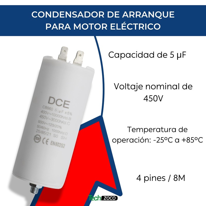 TECHZOCO Starting Capacitor Electric Motor, Capacitor for Swimming Pool Pump,