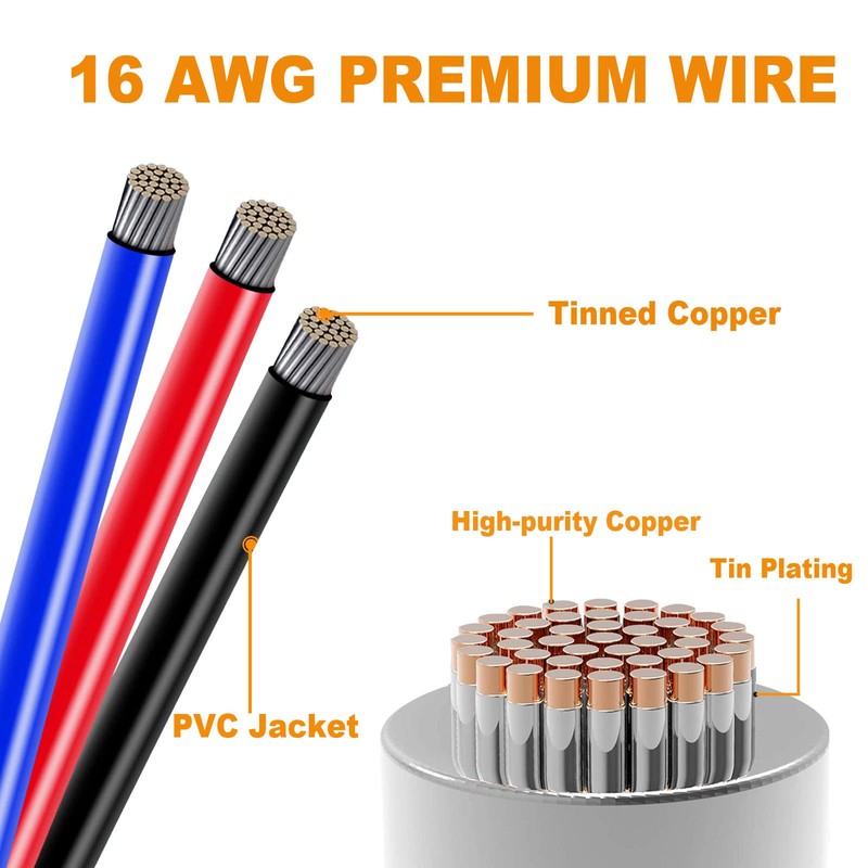 Twippo 10 Kits 16 AWG 2 Pin Connector Waterproof Wire