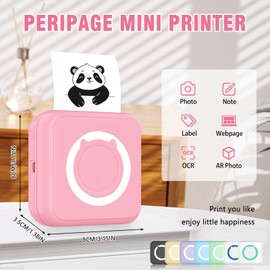 ZAKVOP Mini Printer, Thermal Sticker Printer, Bluetooth Photo Printer, Pocket Sticker Printer, Handheld Portable Printer for School, Home, Lists, DIY Doodle Dash, Photos Printing - pink
