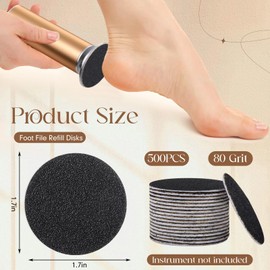 Gisafai 500 Pcs Replaceable Sandpaper Refill Discs Bulk 80 Grit Replacement Sandpaper Pad Discs for Electric Foot File Callus Remover Tool Black Foot File Disks for Men Women Cracked Heels Dead Skin