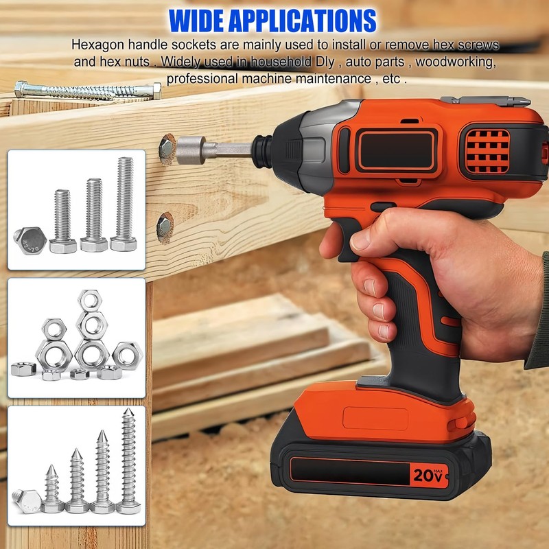 Nutmanel Socket Spanner, Socket Adapter, Hex Shank Metric Nut Driver