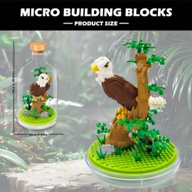 SYMIBRICK Eagle Animal Building Blocks, 466PCS Bird Mini Bricks Building Set with Dust Cover for Office Home Decor, Birthday Gifts for Adults Ages 14+