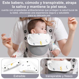 Cangurera de Bebé Ajustable Portátil, Mochila Ergonómica Bebé con Toalla de Saliva y Sombrero para El Sol, Portabebés con Bolsa de Almacenamiento para Niños de 0-36 Meses, Hasta 30 kg(Gris)