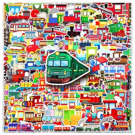 Train Stickers 100 Pcs Waterproof Cartoon Transportation Stickers for Laptop Water Bottle Phone Computer Bumper Motorcycle Car Bike Skateboard Luggage,Vinyl Funny Trendy Sticker for Teens Adults