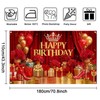 Mocsicka Red and Gold Birthday Banner(Red, 70.8 x 43.3 Inch)