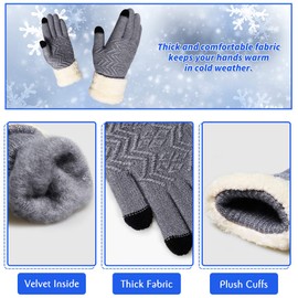 KXF Super Warm Stretchy Gloves for Women Knitted Winter Gloves Velvet Liner Gloves Touchscreen Thermal Gloves with Soft Plush Cuffs for Women Windproof Running Cycling Gloves Women Handwarmers Gifts