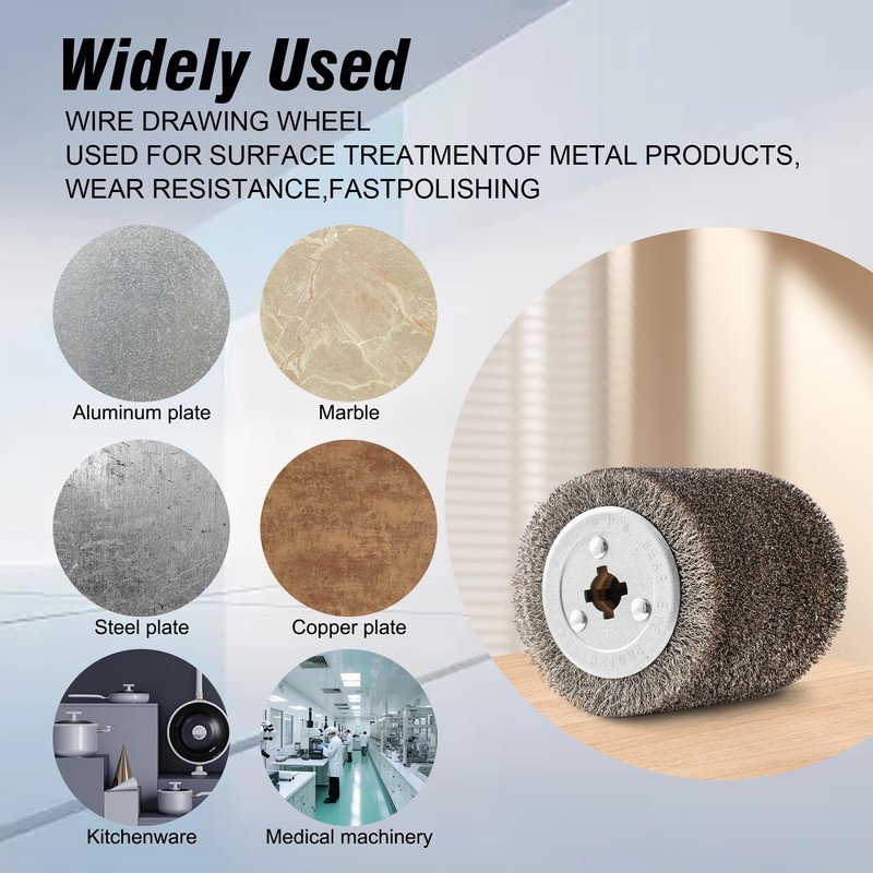 4.7" x 4" Stainless Steel Wire Drawing Wheel, Wire Brush